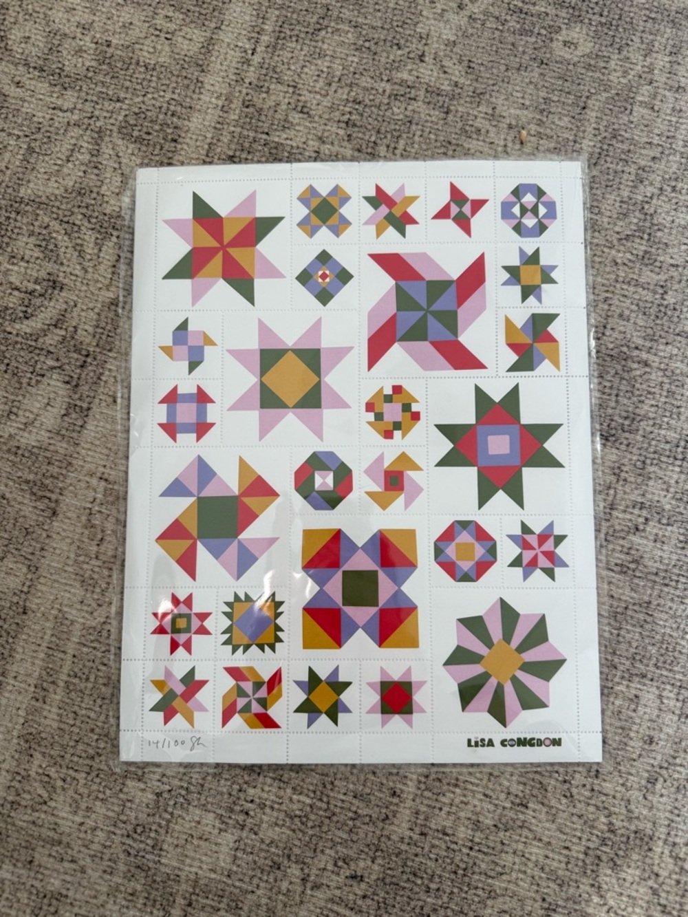 Quilt Block Art Print - Bright Geometric Home Print